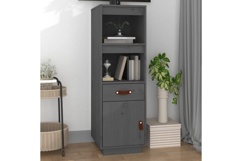 beBasic Högskåp grå 34x40x108,5 cm massiv furu - Grey - Förvaring - Skåp - Förvaringsskåp