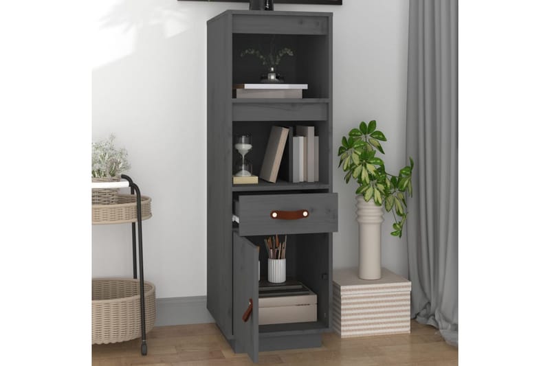 beBasic Högskåp grå 34x40x108,5 cm massiv furu - Grey - Förvaring - Skåp - Förvaringsskåp