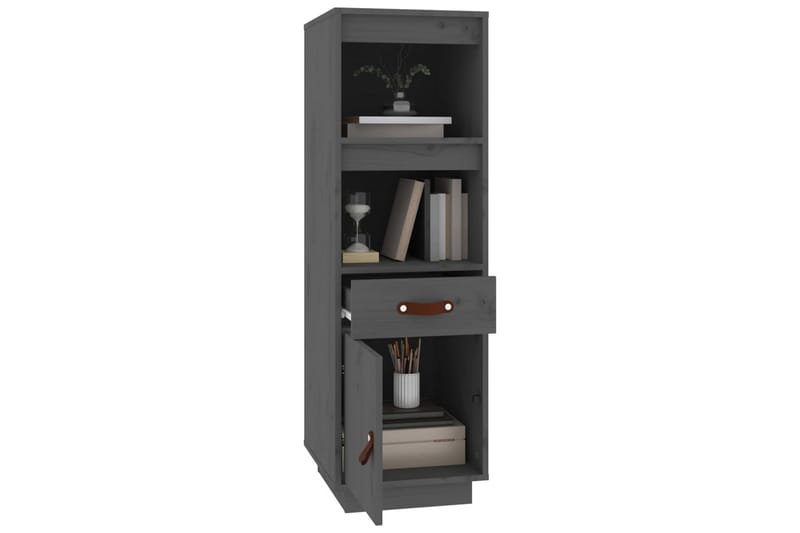 beBasic Högskåp grå 34x40x108,5 cm massiv furu - Grey - Förvaring - Skåp - Förvaringsskåp