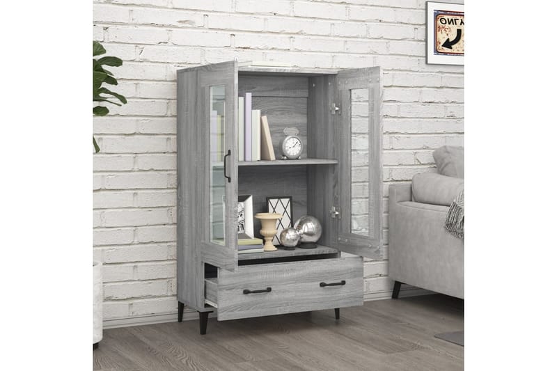 beBasic Högskåp grå sonoma 70x31x115 cm konstruerat trä - Grey - Förvaringsskåp