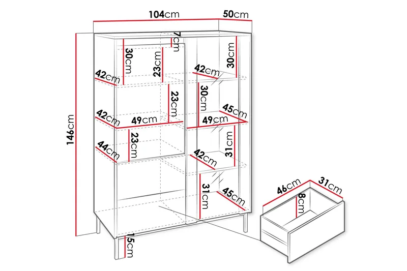 Bjurholm Vitrinskåp 104x146 cm - Beige - Förvaring - Skåp - Vitrinskåp