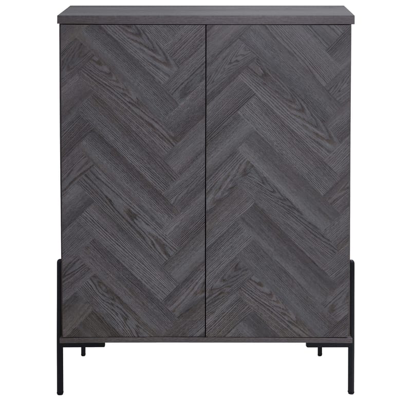 Charlene Högskåp 90x120 cm - grå fiskbensek och mattsvart - Förvaring - Skåp - Förvaringsskåp