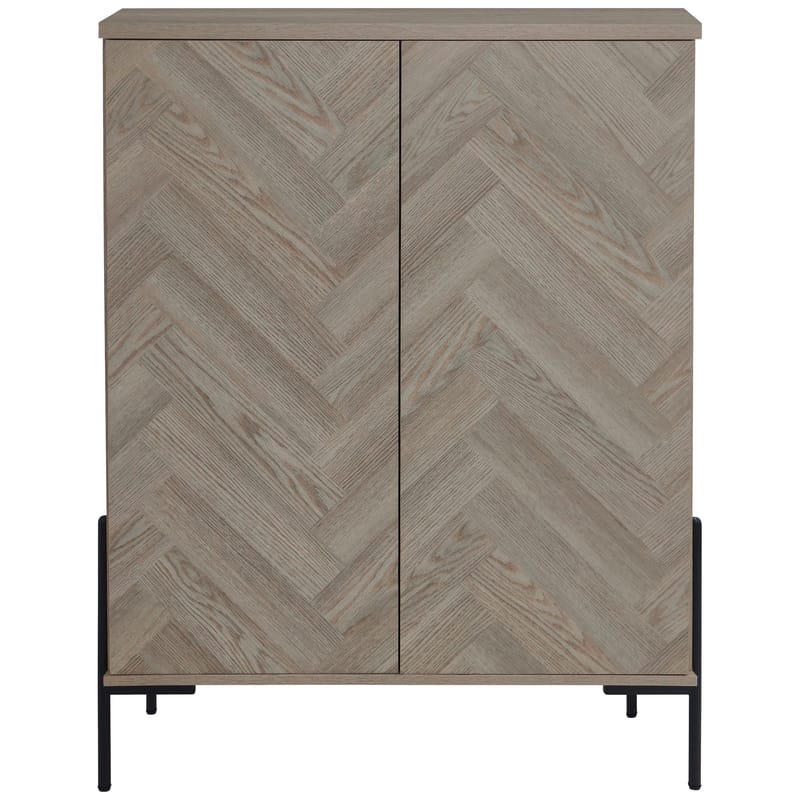 Charlene Högskåp 90x120 cm - naturfärgad fiskbensek och mattsvart - Förvaring - Skåp - Förvaringsskåp
