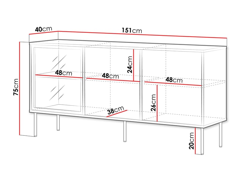 Claven Skänk 151 cm - beige - Förvaring - Skåp - Vitrinskåp