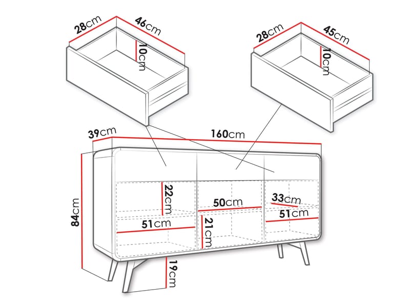 Corvan Skänk 160 cm - Förvaring - Skåp - Förvaringsskåp