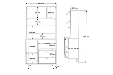 Donae Highboard - Ek/Antracit - Förvaring - Skåp - Förvaringsskåp