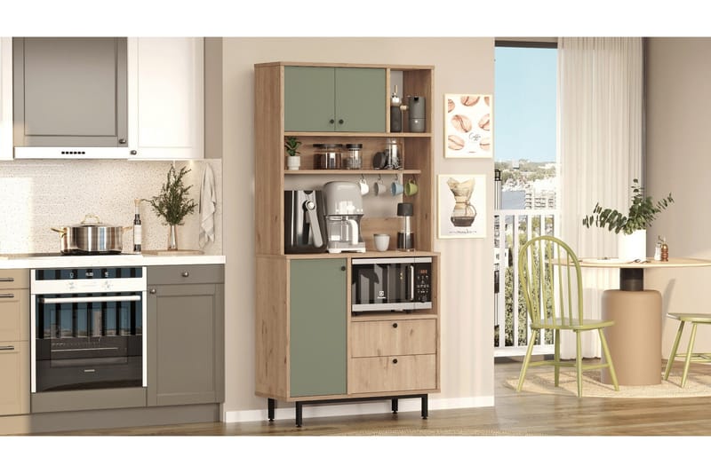 Donae Highboard - Ek/Grön - Förvaring - Skåp - Förvaringsskåp