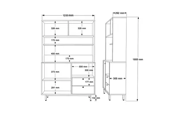 Donae Highboard - Ek/Grön - Förvaring - Skåp - Förvaringsskåp