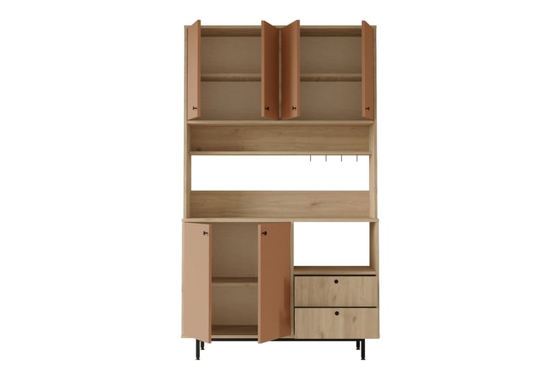 Donae Highboard - Ek/Röd - Förvaring - Skåp - Förvaringssk åp
