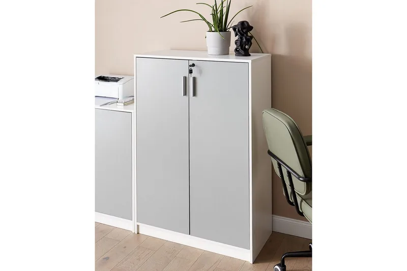Förvaringsenhet Zehna Grå, vit, 80x40x117 cm - Grå, vit, 80x40x117 cm - Förvaring - Skåp - Förvaringsskåp