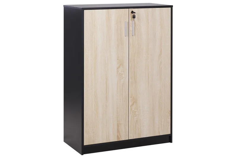 Förvaringsenhet Zehna Ljus trä, svart, 80x40x117 cm - Ljus trä, svart, 80x40x117 cm - Förvaring - Skåp - Förvaringsskåp