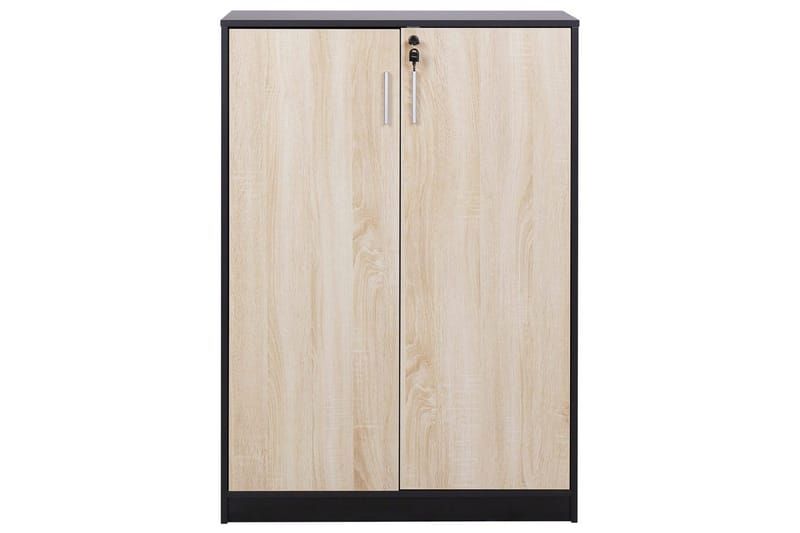 Förvaringsenhet Zehna Ljus trä, svart, 80x40x117 cm - Ljus trä, svart, 80x40x117 cm - Förvaring - Skåp - Förvaringsskåp