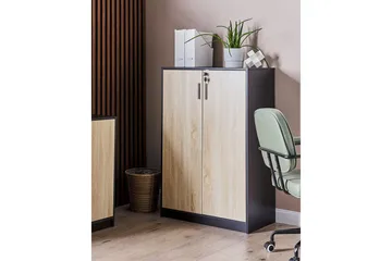 Förvaringsenhet Zehna Ljus trä, svart, 80x40x117 cm - Ljus trä, svart, 80x40x117 cm - Förvaring - Skåp - Förvaringsskåp