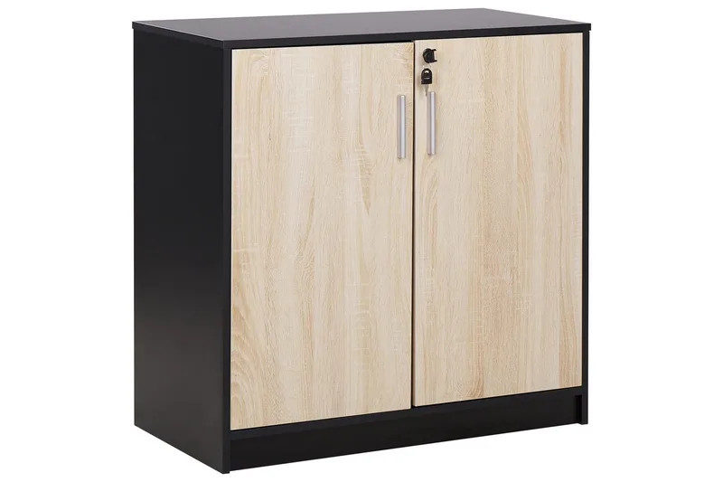 Förvaringsenhet Zehna Ljus trä, svart, 80x40x80 cm - Ljus trä, svart, 80x40x80 cm - Förvaring - Skåp - Förvaringsskåp