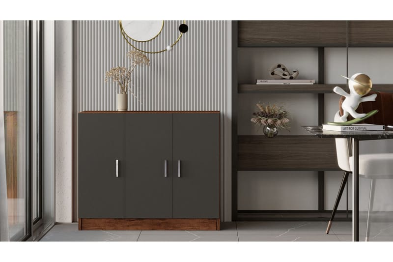 Barrock Highboard 38x89 cm - Teak/Antracit - Förvaring - Skåp - Förvaringsskåp