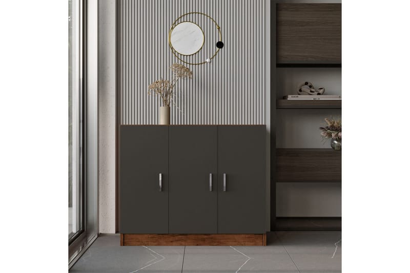 Barrock Highboard 38x89 cm - Teak/Antracit - Förvaring - Skåp - Förvaringsskåp