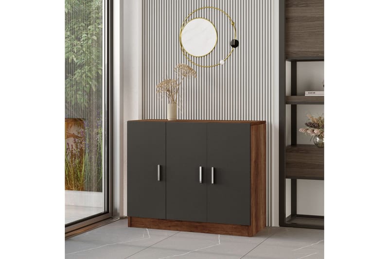 Barrock Highboard 38x89 cm - Teak/Antracit - Förvaring - Skåp - Förvaringsskåp