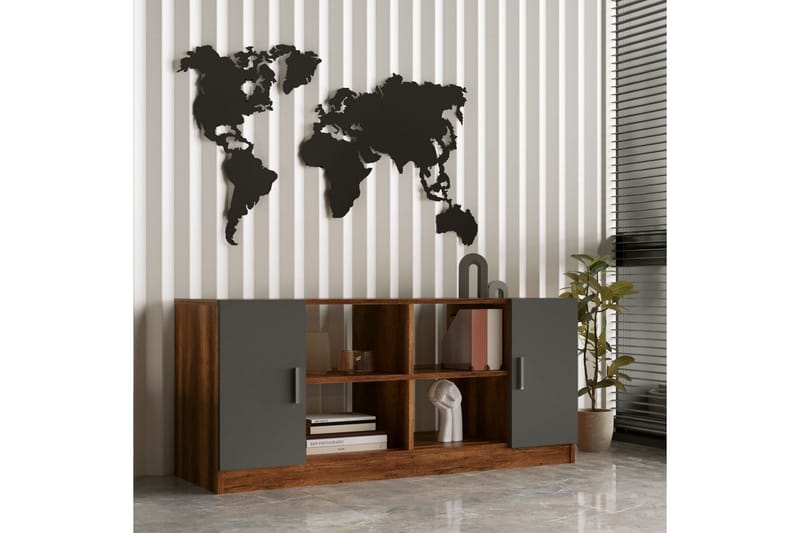 Barrock Highboard 46x140 cm - Teak/Antracit - Förvaring - Skåp - Förvaringsskåp