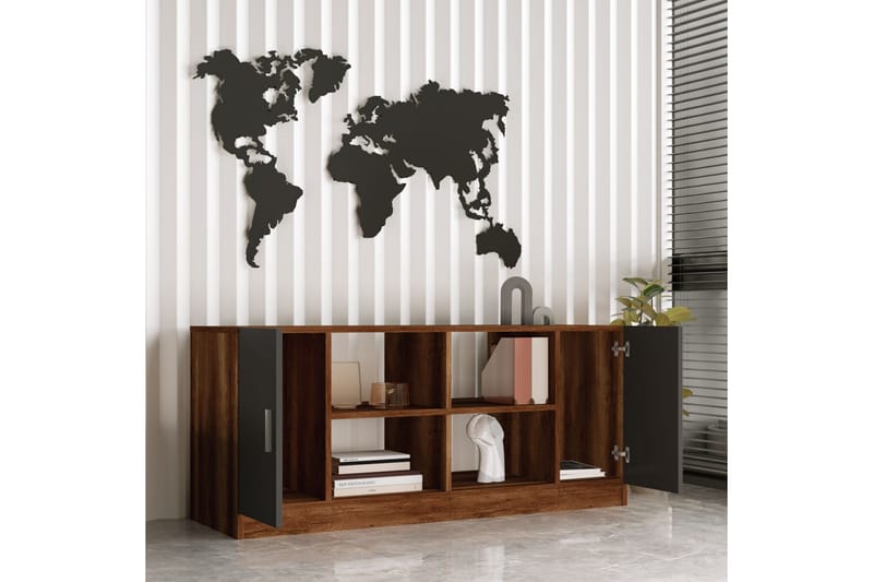 Barrock Highboard 46x140 cm - Teak/Antracit - Förvaring - Skåp - Förvaringsskåp