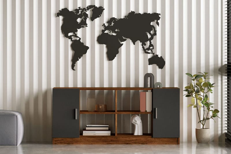 Barrock Highboard 46x140 cm - Teak/Antracit - Förvaring - Skåp - Förvaringsskåp