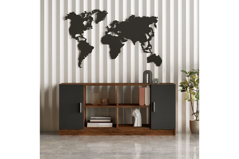 Barrock Highboard 46x140 cm - Teak/Antracit - Förvaring - Skåp - Förvaringsskåp