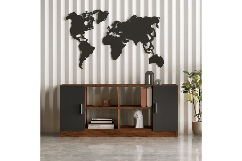 Barrock Highboard 46x140 cm - Teak/Antracit - Förvaring - Skåp - Förvaringsskåp