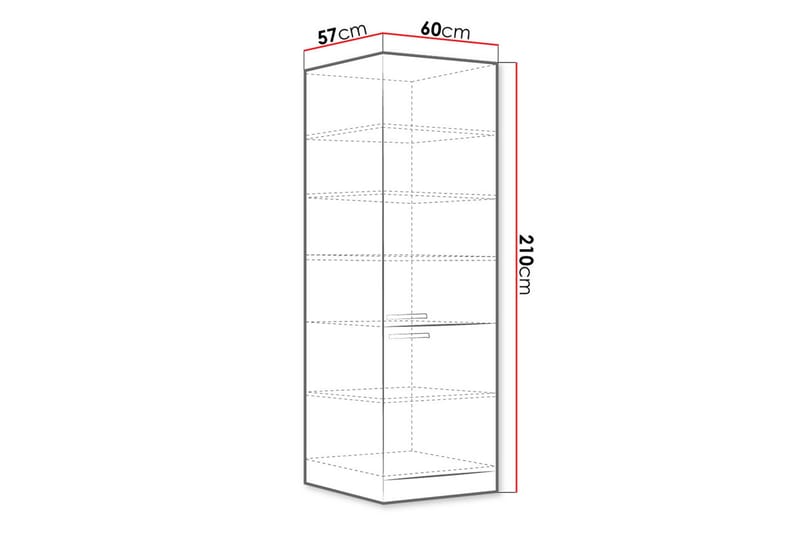 Bianco Skåp med dörrar 60x57x210 cm - Vit - Förvaringsskåp