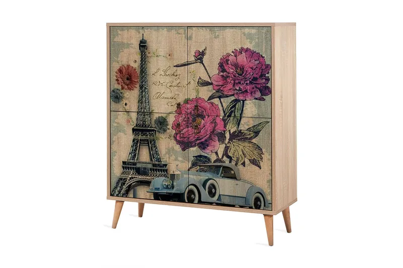 Brokind Förvaringsskåp 111 cm, Brun/Flerfärgad