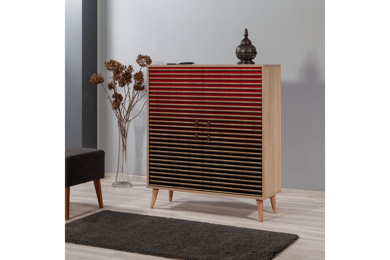 Brokind Förvaringsskåp 111 cm - Brun/Röd - Förvaring - Skåp - Förvaringsskåp