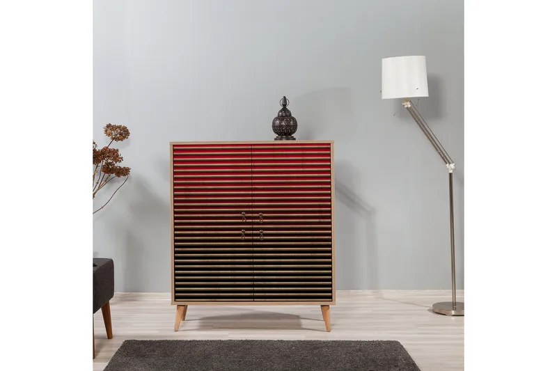 Brokind Förvaringsskåp 111 cm - Brun/Röd - Förvaring - Skåp - Förvaringsskåp