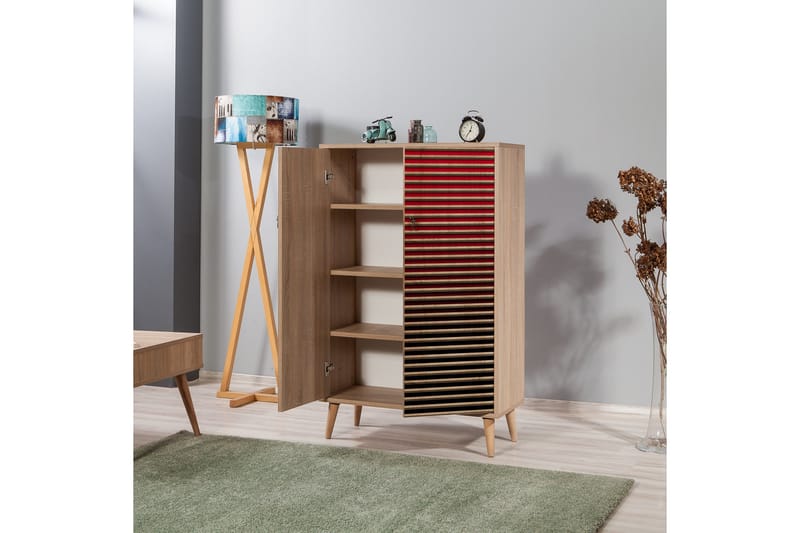 Brokind Förvaringsskåp 80 cm - Brun/Svart/Röd - Förvaring - Skåp - Förvaringsskåp