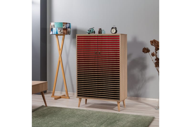 Brokind Förvaringsskåp 80 cm - Brun/Svart/Röd - Förvaring - Skåp - Förvaringsskåp