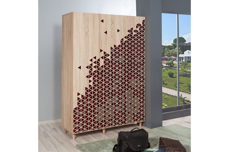 Brokind Garderob 135 cm - Brun/Röd - Förvaring - Skåp - Förvaringsskåp