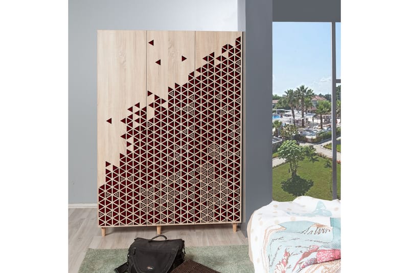 Brokind Garderob 135 cm - Brun/Röd - Förvaring - Skåp - Förvaringsskåp