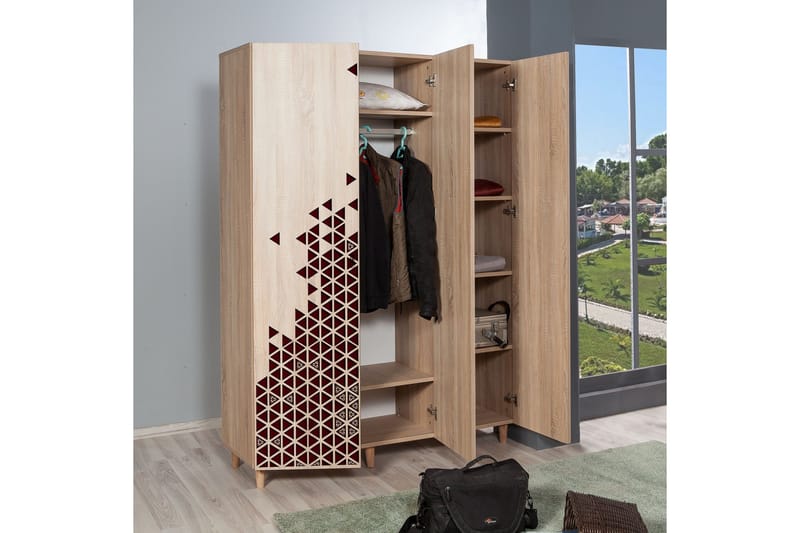 Brokind Garderob 135 cm - Brun/Röd - Förvaring - Klädförvaring - Garderob & garderobssystem - Klädskåp & fristående garderob