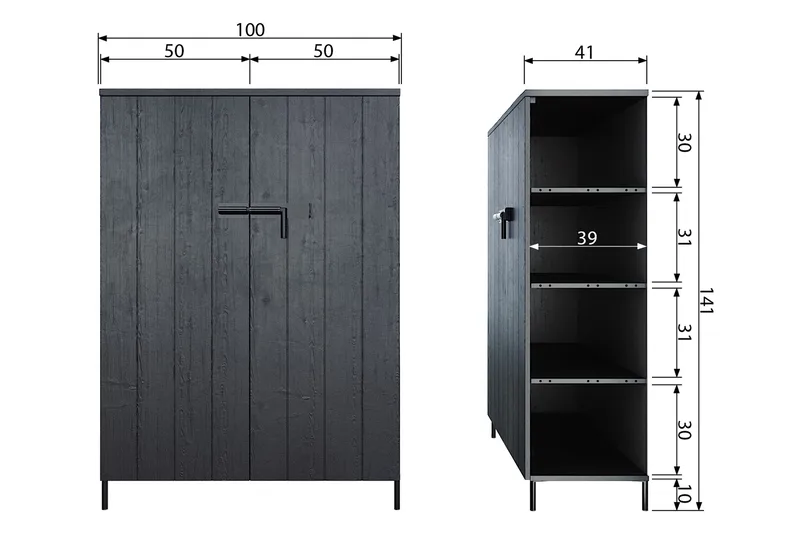 Bruut Förvaringsskåp 100 cm - Svart Tall - Förvaring - Skåp - Förvaringsskåp