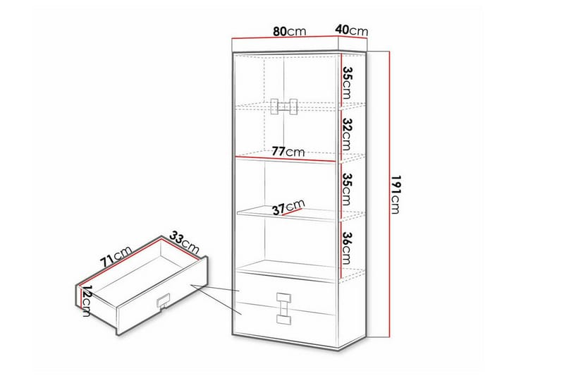 Castlebay Highboard Grey High Gloss - Förvaring - Skåp - Förvaringsskåp