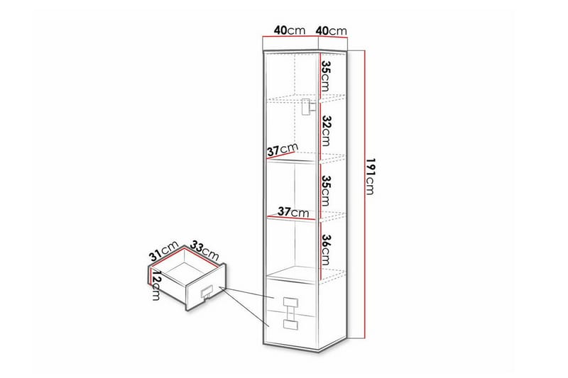 Castlebay Highboard Grey High Gloss - Förvaring - Skåp - Förvaringsskåp
