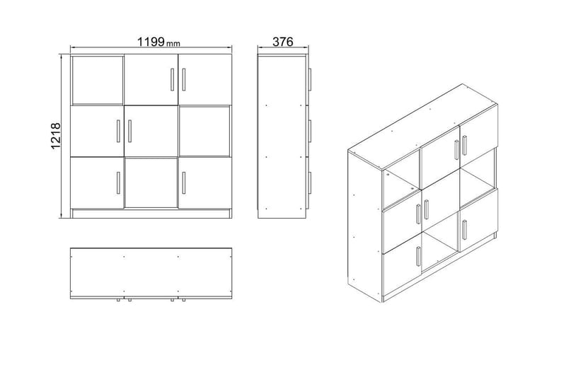 Celtigar Highboard 38x120 cm - Natur/Svart - Förvaring - Skåp - Förvaringsskåp