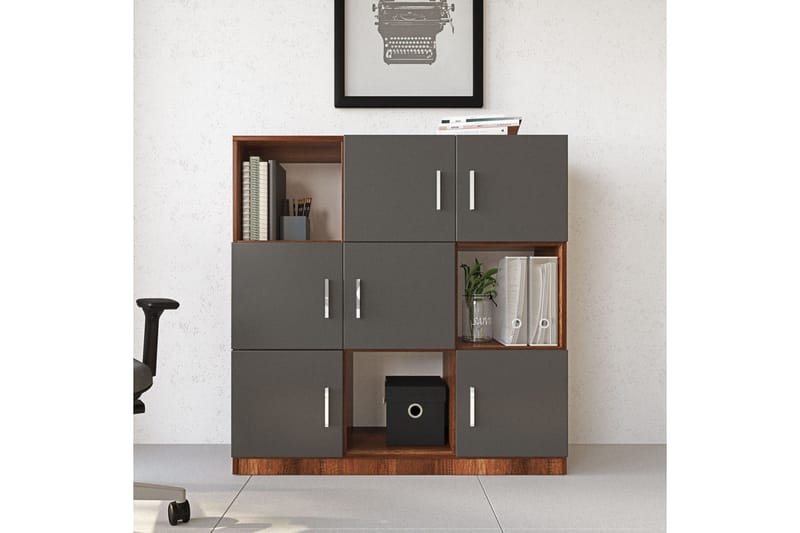 Celtigar Highboard 38x120 cm - Teak/Antracit - Förvaring - Skåp - Förvaringsskåp