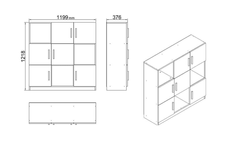 Celtigar Highboard 38x120 cm - Vit - Förvaring - Skåp - Förvaringsskåp