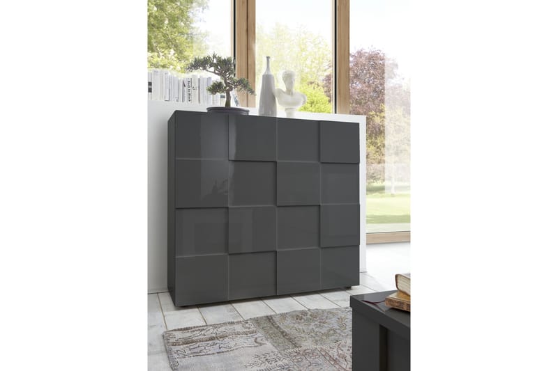 Dama Highboard 121 cm - Grå Högglanslack - Förvaring - Skåp - Förvaringsskåp