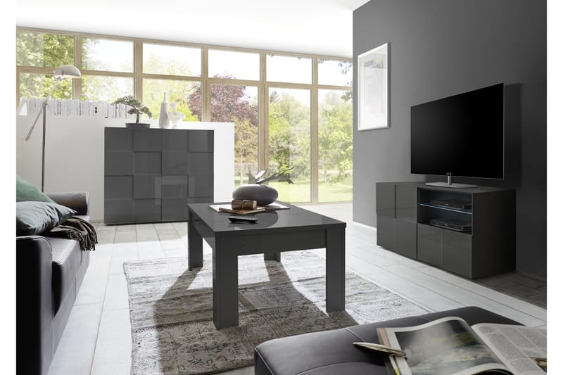 Dama Highboard 121 cm - Grå Högglanslack - Förvaring - Skåp - Förvaringsskåp