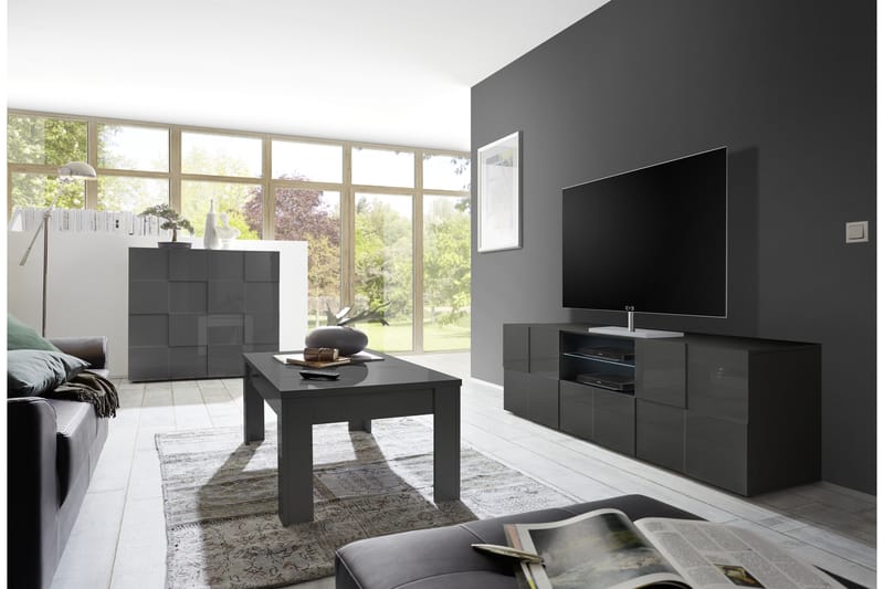 Dama Highboard 121 cm - Grå Högglanslack - Förvaring - Skåp - Förvaringsskåp