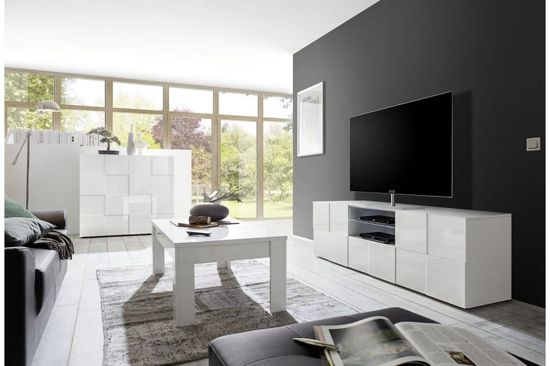 Dama Highboard 121 cm - Vit Högglanslack - Förvaring - Skåp - Förvaringsskåp