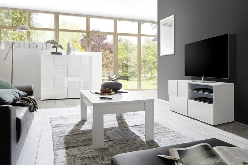 Dama Highboard 121 cm - Vit Högglanslack - Förvaring - Skåp - Förvaringsskåp