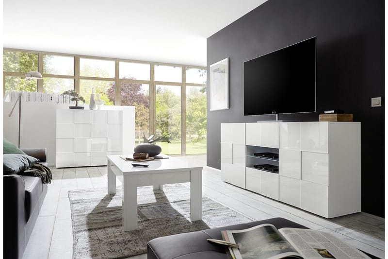 Dama Highboard 121 cm - Vit Högglanslack - Förvaring - Skåp - Förvaringsskåp
