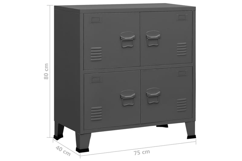 Dokumentskåp industriell antracit 75x40x80 cm stål - Grå - Förvaring - Skåp - Förvaringsskåp