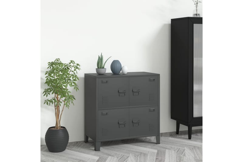 Dokumentskåp industriell antracit 75x40x80 cm stål - Grå - Förvaring - Skåp - Förvaringsskåp