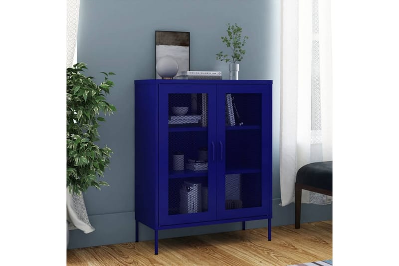Förvaringsskåp marinblå 80x35x101,5 cm stål - Blå - Förvaring - Skåp - Förvaringsskåp